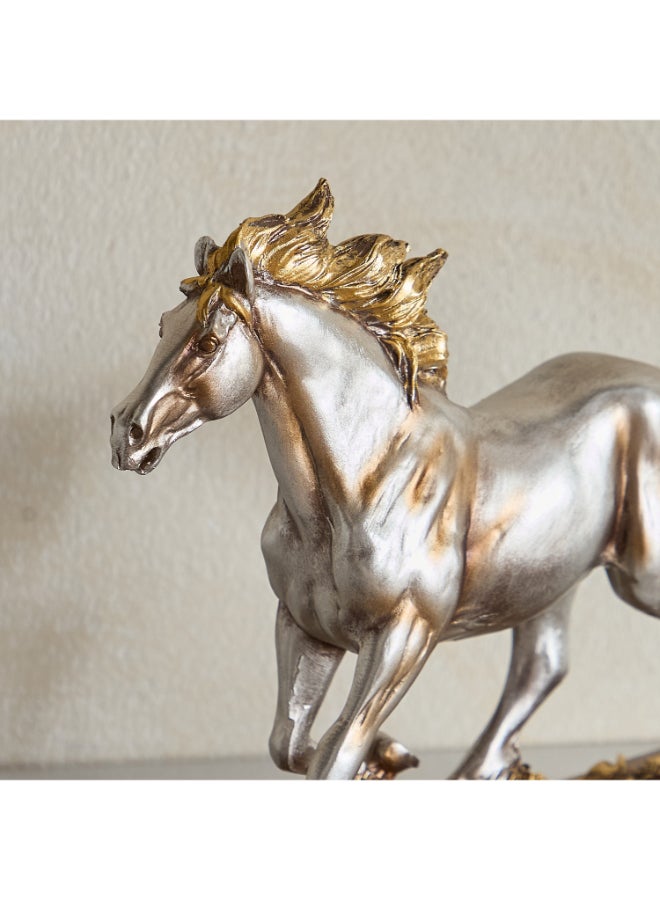 Home Box Polyresin Standing Horse Figurine - Gold and Silver - Image 3